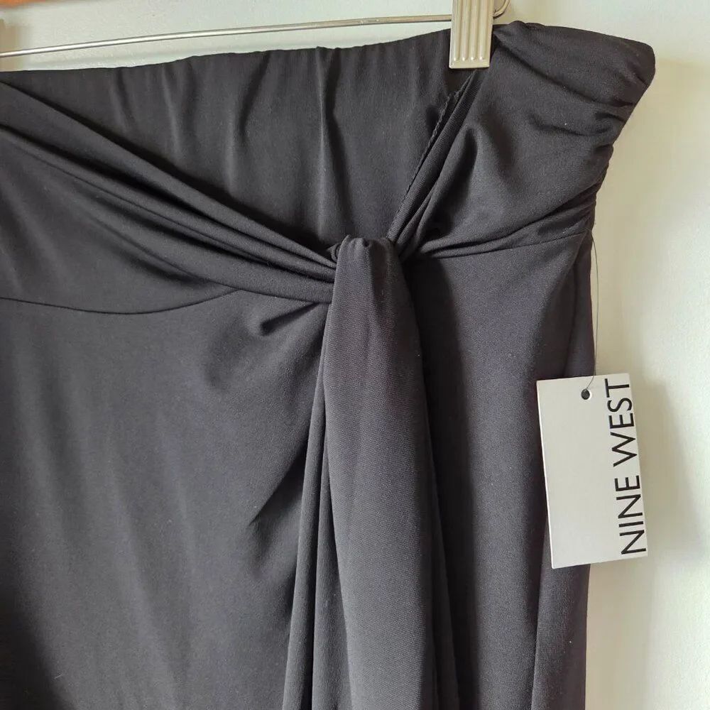 NWT NINE WEST BLACK WRAP / TIE STYLE MIDI SKIRT SIZE XL - Picture 7 of 16